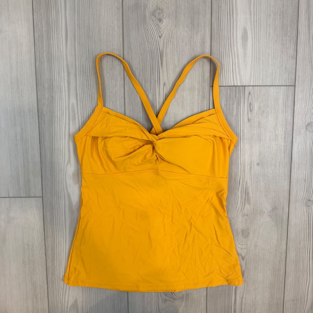 Athleta Yellow Twist Front Tankini Swim Top Adjustable Straps 34B/C SU21